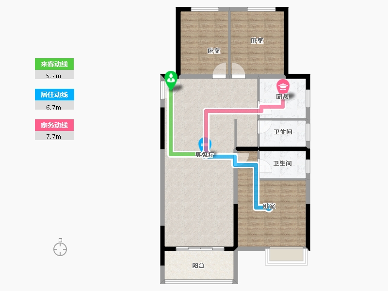 河南省-驻马店市-金科君悦公馆-108.06-户型库-动静线