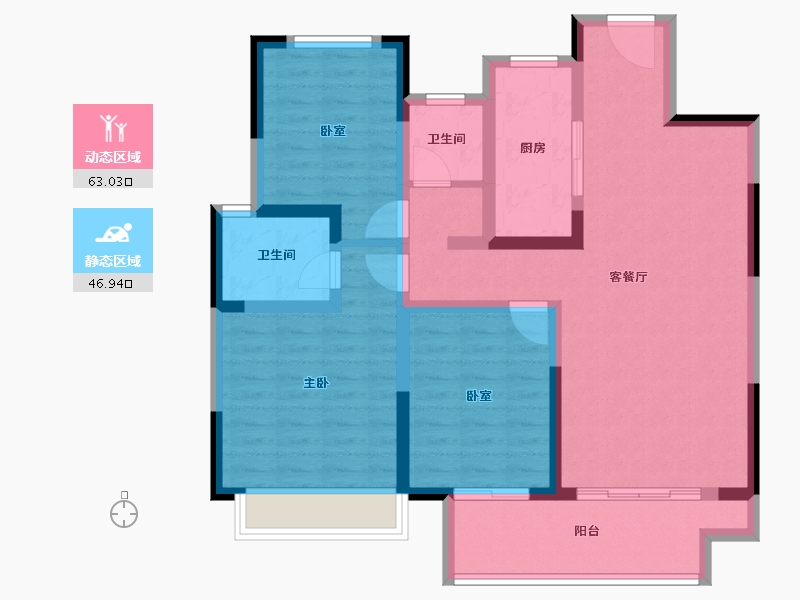 河南省-驻马店市-金科君悦公馆-97.67-户型库-动静分区