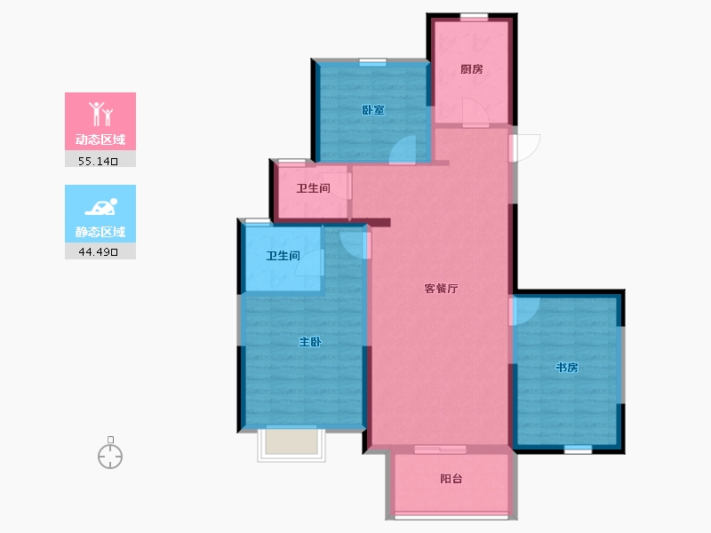 甘肃省-陇南市-鸿迪城上城-89.04-户型库-动静分区