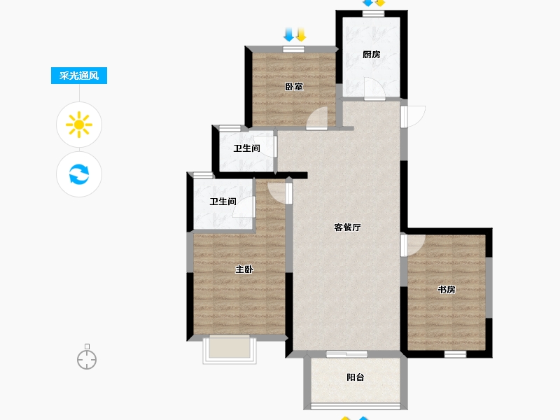 甘肃省-陇南市-鸿迪城上城-89.04-户型库-采光通风