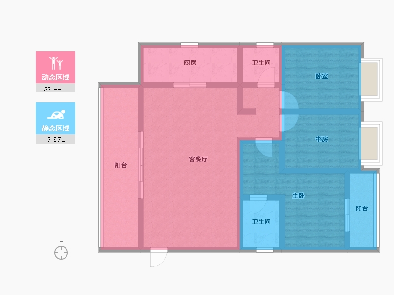 甘肃省-陇南市-华昌江南府-95.88-户型库-动静分区