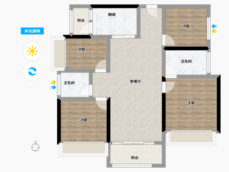 广东省-肇庆市-美轮·锦绣春江花园-92.53-户型库-采光通风