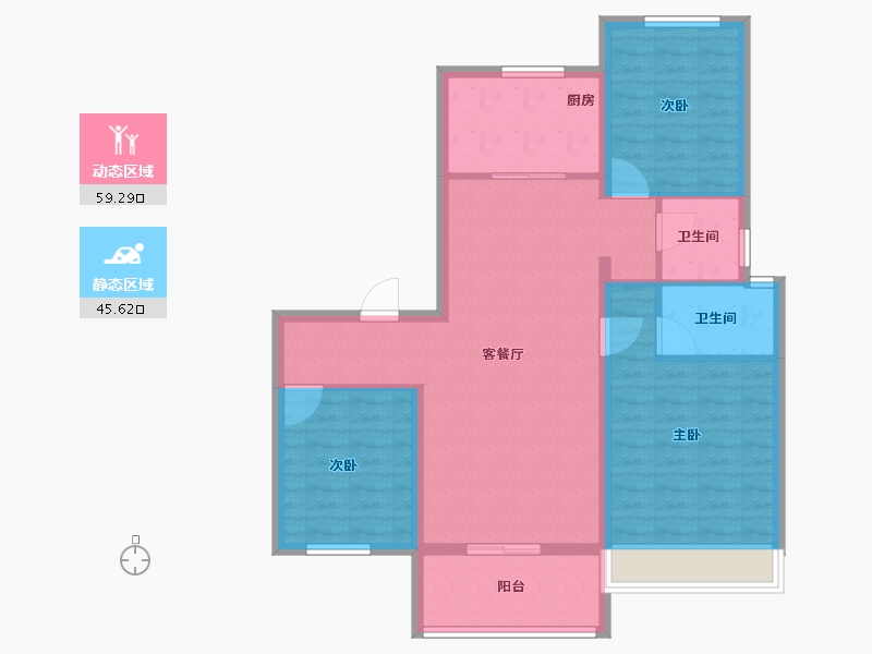 河南省-周口市-沈丘碧桂园二期·星钻-94.40-户型库-动静分区