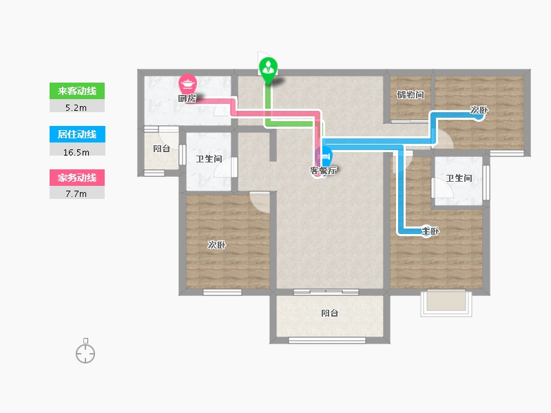 河南省-安阳市-新城国际六期东湖-106.04-户型库-动静线