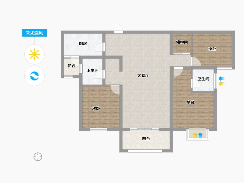 河南省-安阳市-新城国际六期东湖-106.04-户型库-采光通风