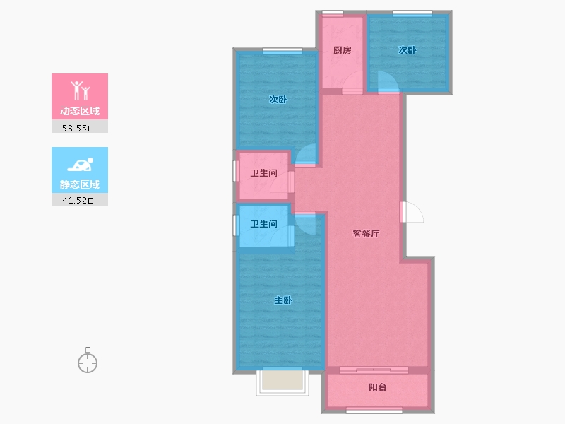 陕西省-咸阳市-华宇·壹号公馆-83.95-户型库-动静分区