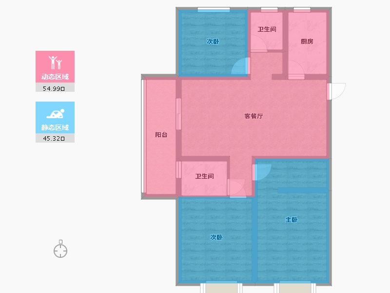 山东省-泰安市-锦华园-100.90-户型库-动静分区