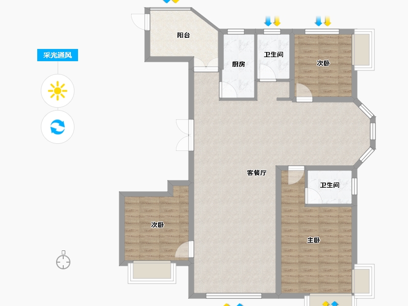 河北省-沧州市-御河新城-106.95-户型库-采光通风