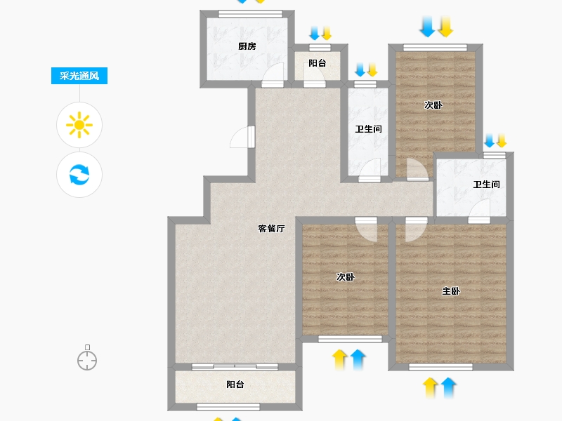 河南省-安阳市-新城国际六期东湖-111.78-户型库-采光通风