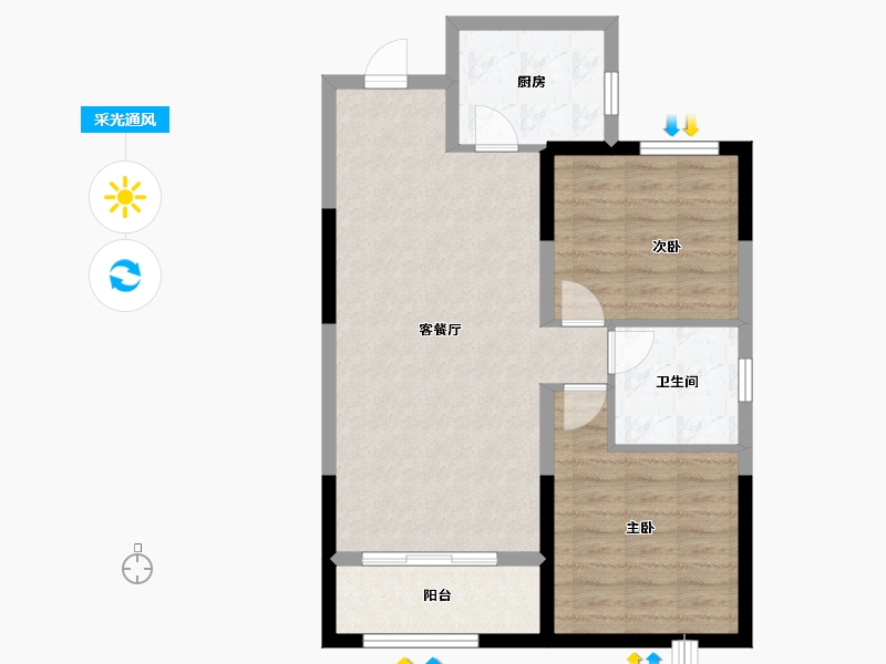 河北省-邯郸市-荣科金水苑-71.58-户型库-采光通风