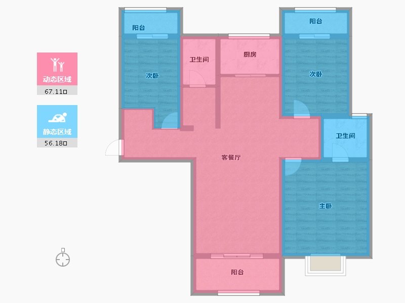 河南省-安阳市-新城国际六期东湖-109.66-户型库-动静分区