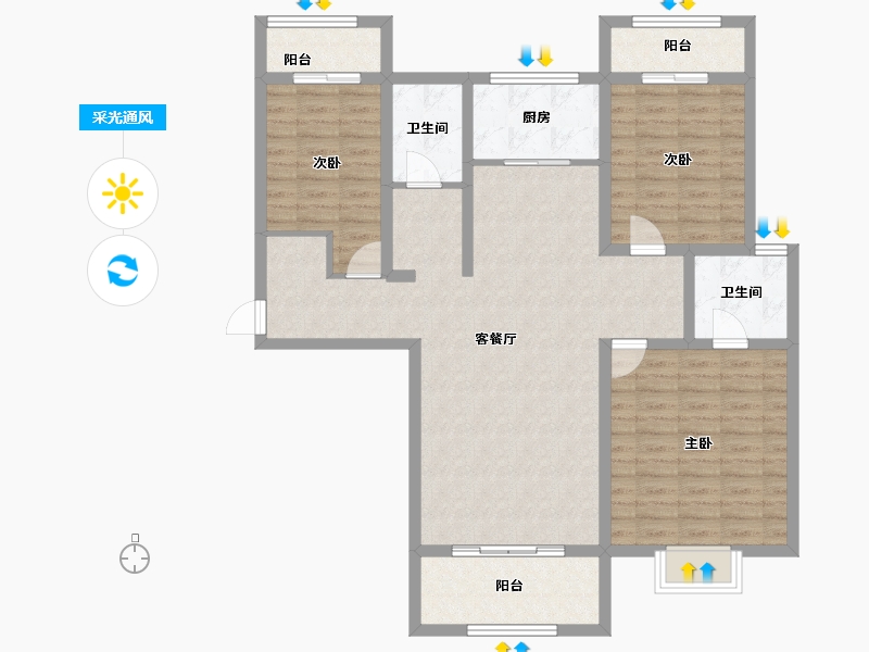 河南省-安阳市-新城国际六期东湖-109.66-户型库-采光通风