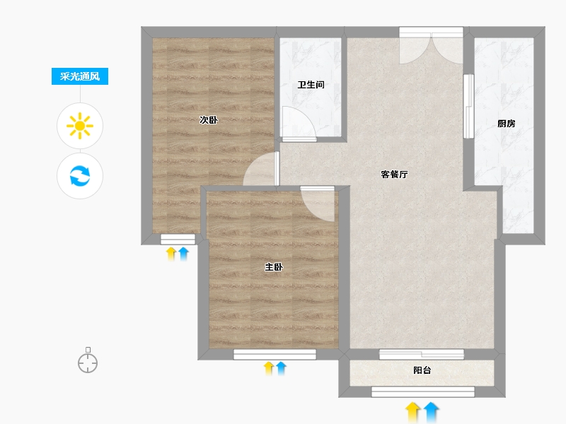 河北省-沧州市-御河新城-58.35-户型库-采光通风