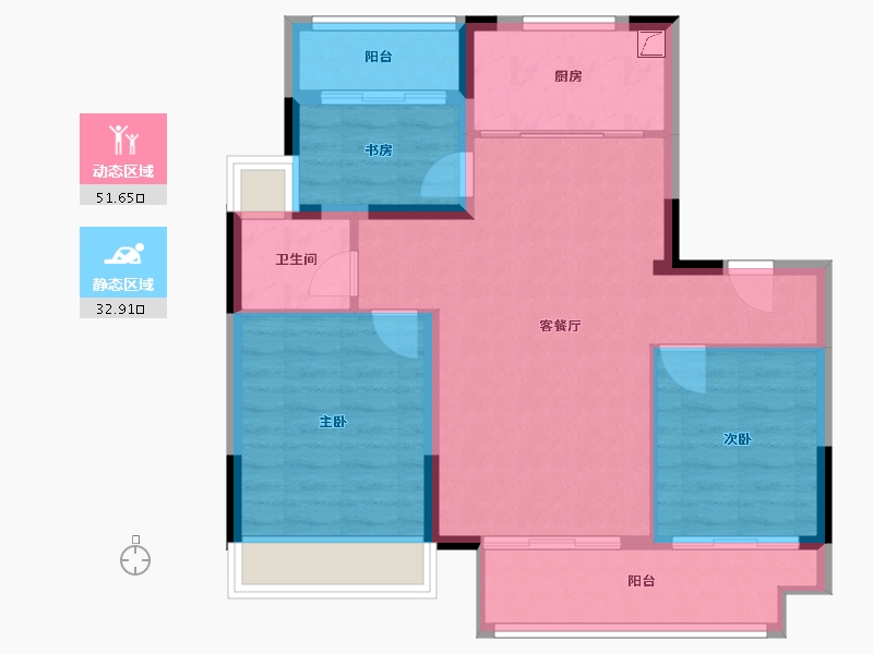 江苏省-苏州市-玖珑台-76.11-户型库-动静分区