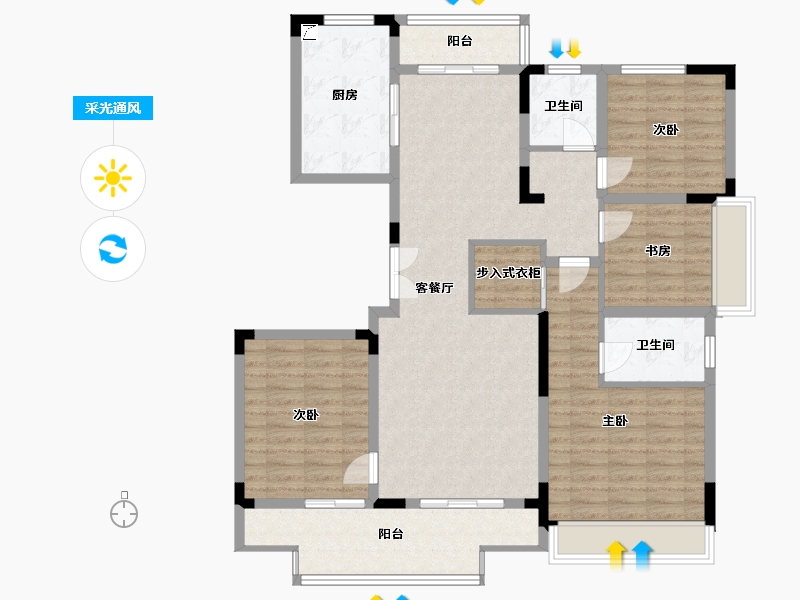 河南省-洛阳市-蓝城·兰园-120.00-户型库-采光通风