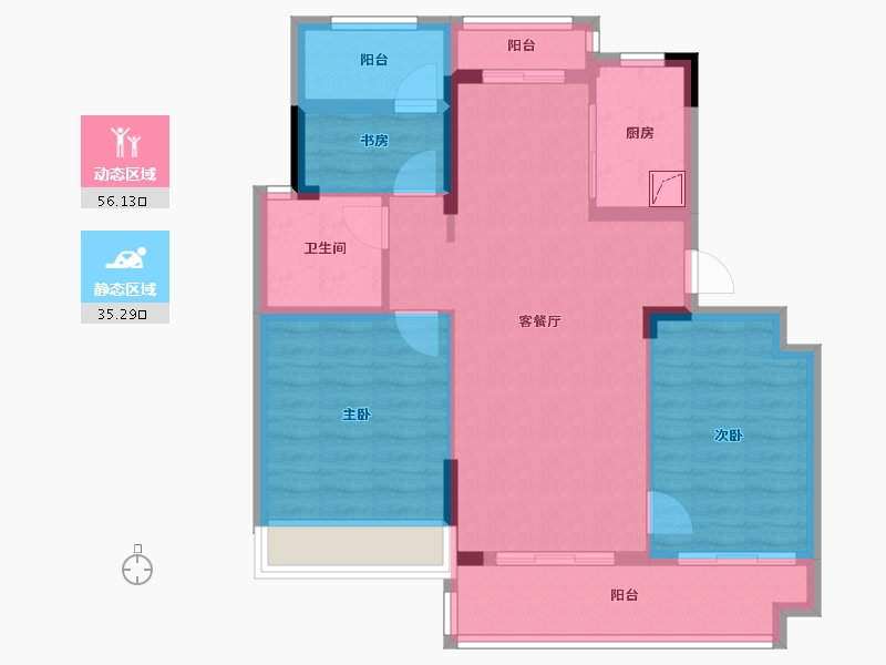 湖南省-岳阳市-临湘桂语江南-81.38-户型库-动静分区