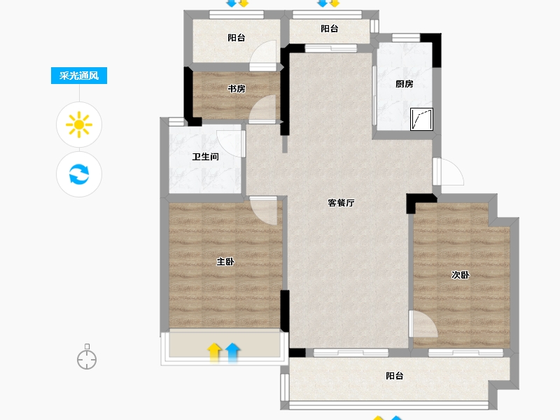 湖南省-岳阳市-临湘桂语江南-81.38-户型库-采光通风