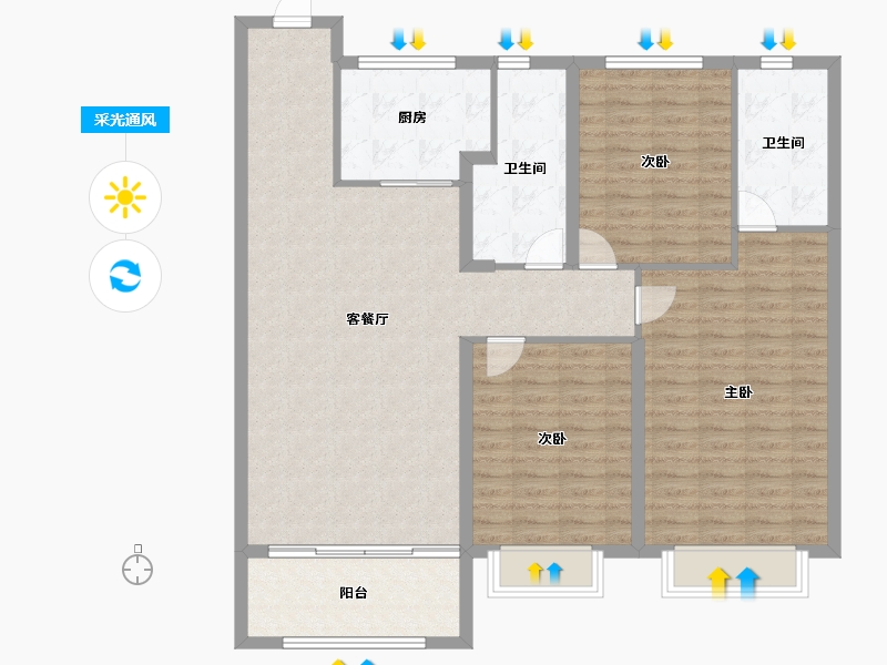 甘肃省-定西市-绿洲定西府-123.77-户型库-采光通风