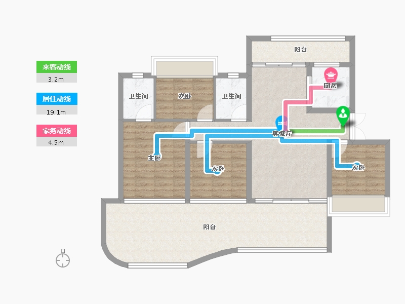 四川省-宜宾市-鑫洋·金域天辰-107.65-户型库-动静线