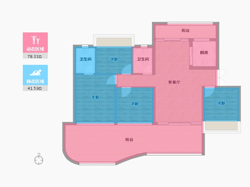 四川省-宜宾市-鑫洋·金域天辰-107.65-户型库-动静分区