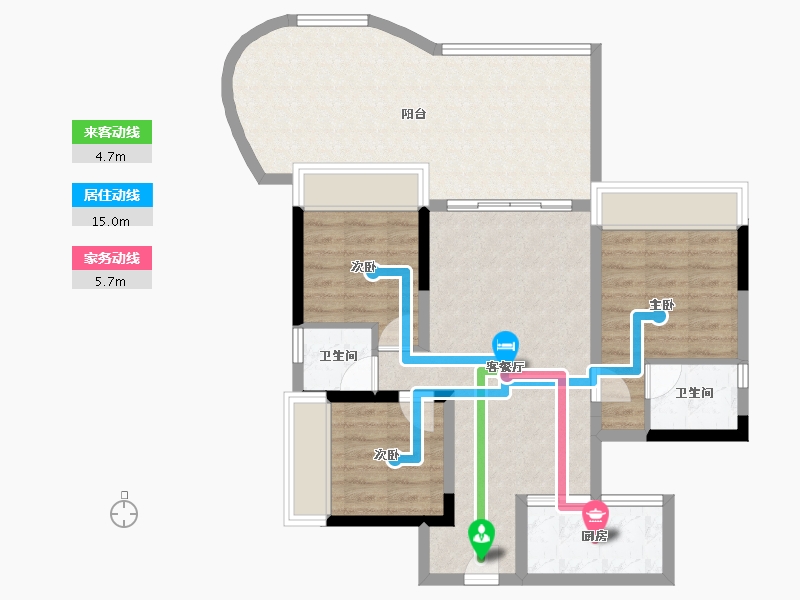 四川省-宜宾市-鑫洋·金域天辰-90.30-户型库-动静线