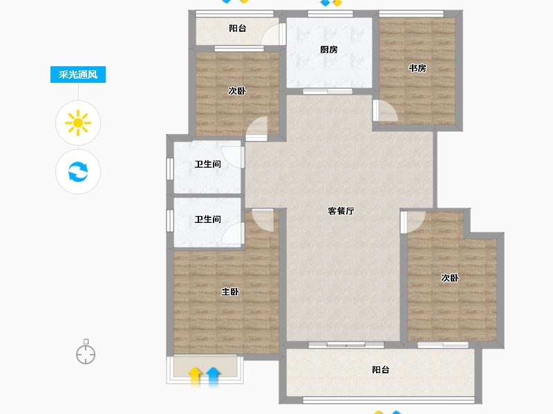 四川省-宜宾市-景阳挺秀·咏梅-126.54-户型库-采光通风