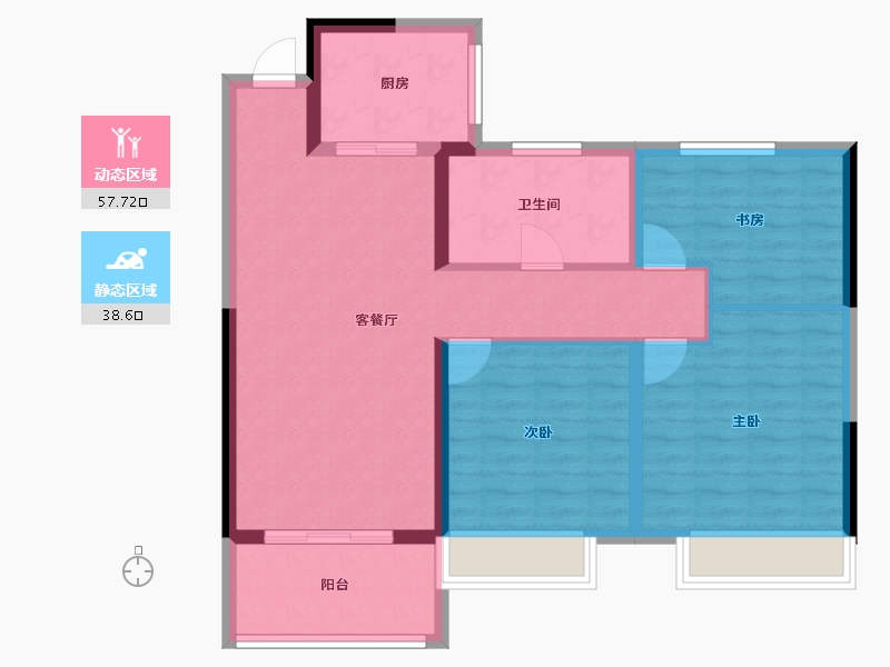 江苏省-镇江市-恒运·恒景苑-86.40-户型库-动静分区