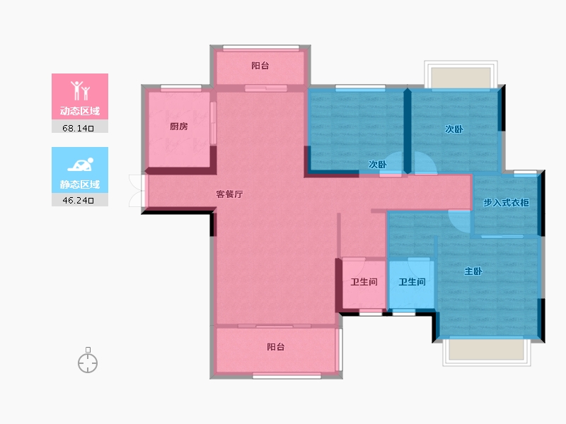 湖南省-常德市-石门六合清华圆-102.53-户型库-动静分区