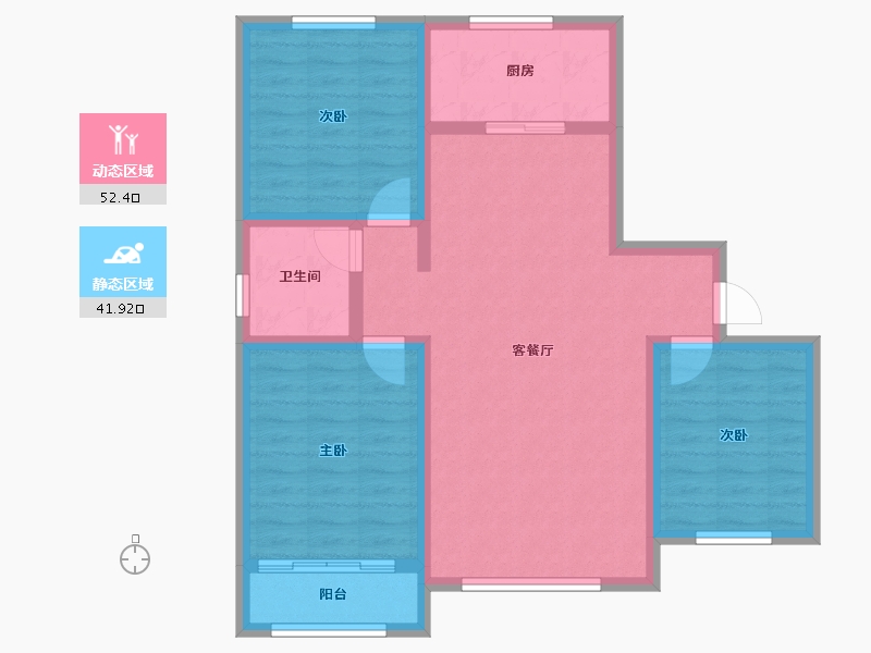 宁夏回族自治区-吴忠市-恒昌·如意人家-84.14-户型库-动静分区