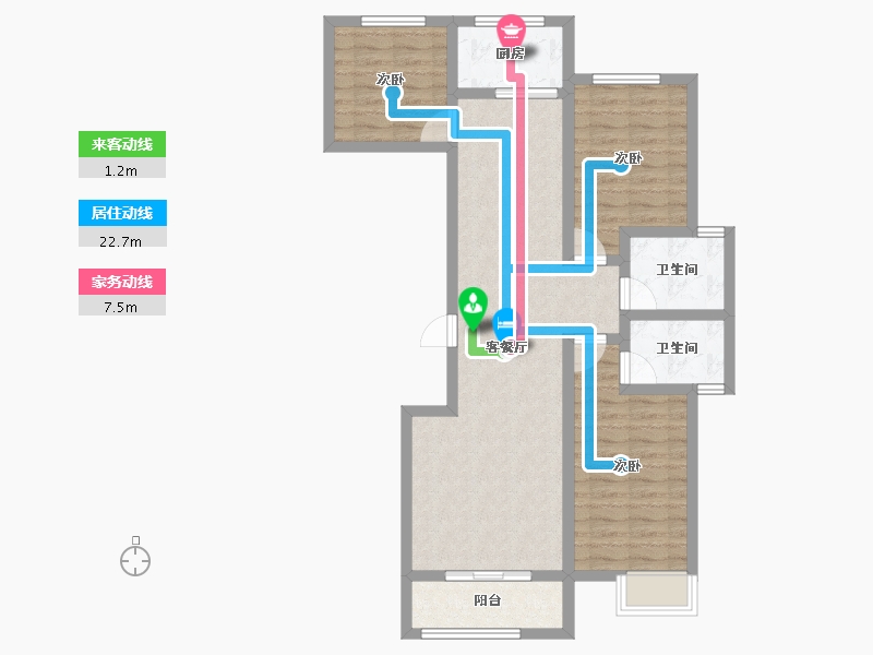 陕西省-咸阳市-华宇·壹号公馆-84.63-户型库-动静线