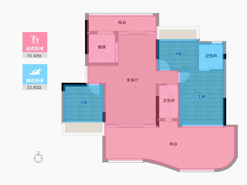 四川省-宜宾市-鑫洋·金域天辰-95.56-户型库-动静分区