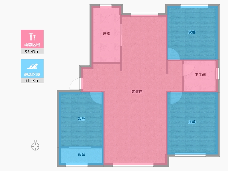 宁夏回族自治区-吴忠市-恒昌·如意人家-90.67-户型库-动静分区