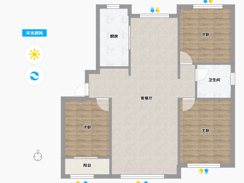 宁夏回族自治区-吴忠市-恒昌·如意人家-90.67-户型库-采光通风