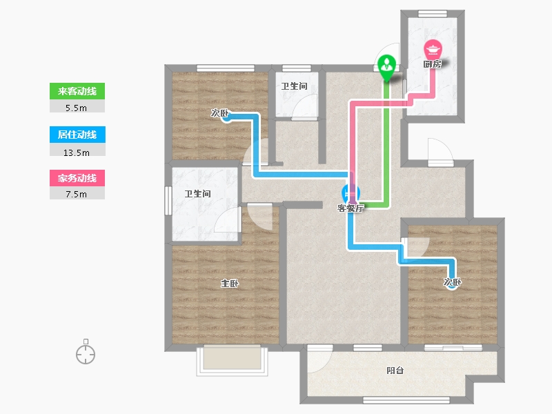 山东省-临沂市-掌舵龙湖-103.57-户型库-动静线