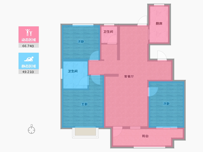 山东省-临沂市-掌舵龙湖-103.57-户型库-动静分区