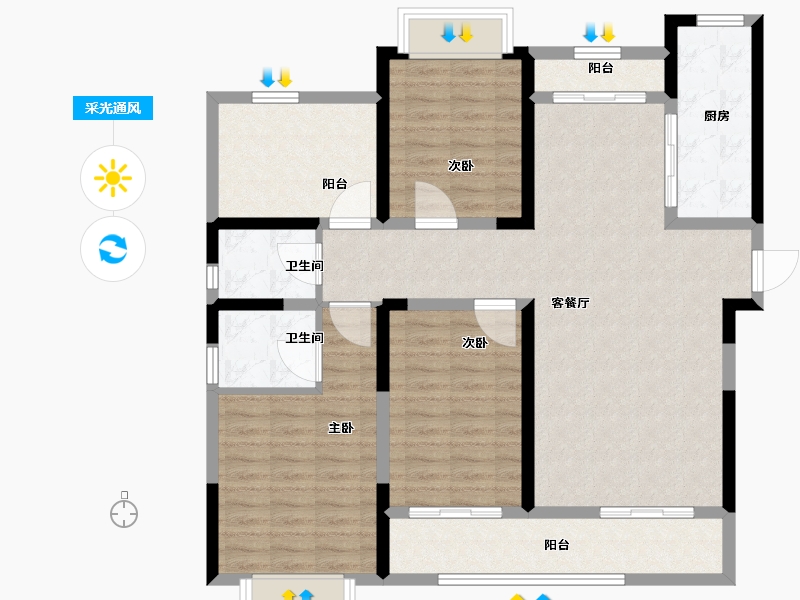 湖北省-十堰市-国瑞中心-111.57-户型库-采光通风