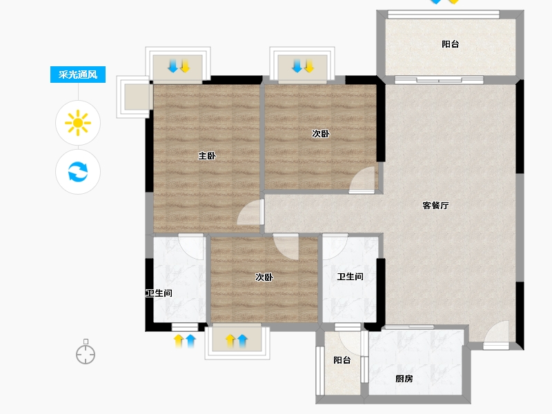 广东省-广州市-雅宝新城-88.00-户型库-采光通风