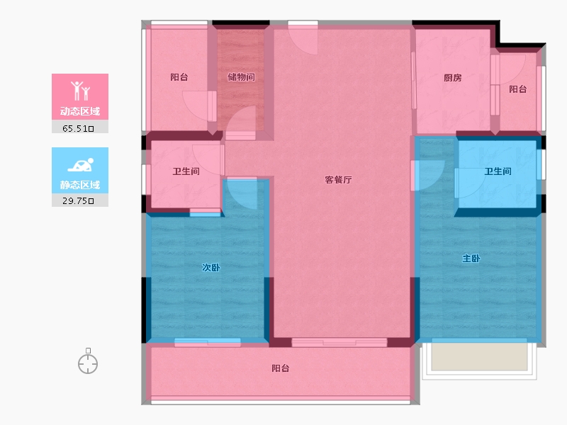 广东省-河源市-碧桂园凤凰台-84.02-户型库-动静分区