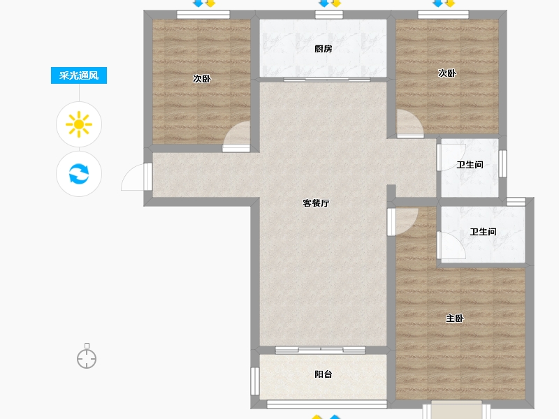 河南省-濮阳市-丽景上品-96.75-户型库-采光通风