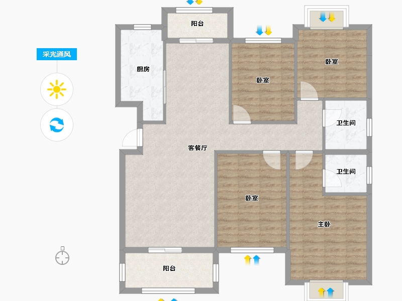 江西省-吉安市-庐陵北苑-110.66-户型库-采光通风