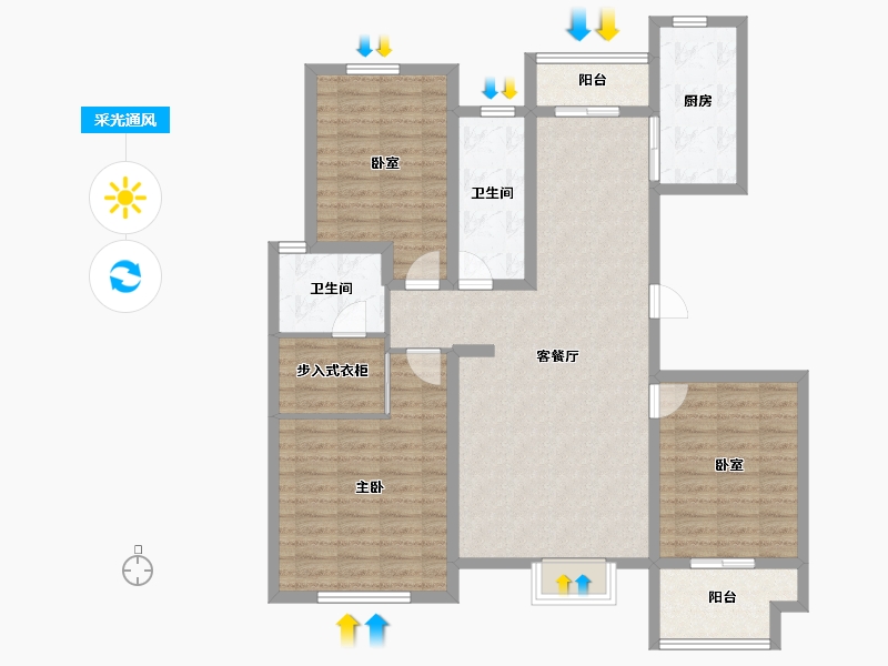 河北省-廊坊市-燕城益津湾-112.81-户型库-采光通风