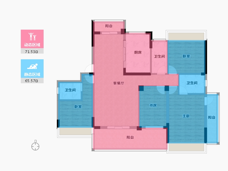 湖北省-黄冈市-罗田泰禾富·凤凰府-122.20-户型库-动静分区