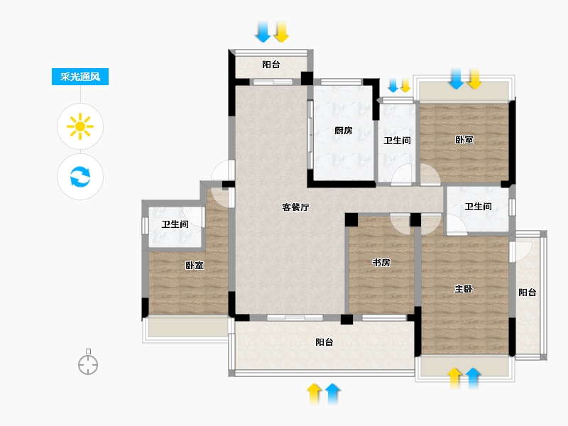 湖北省-黄冈市-罗田泰禾富·凤凰府-122.20-户型库-采光通风