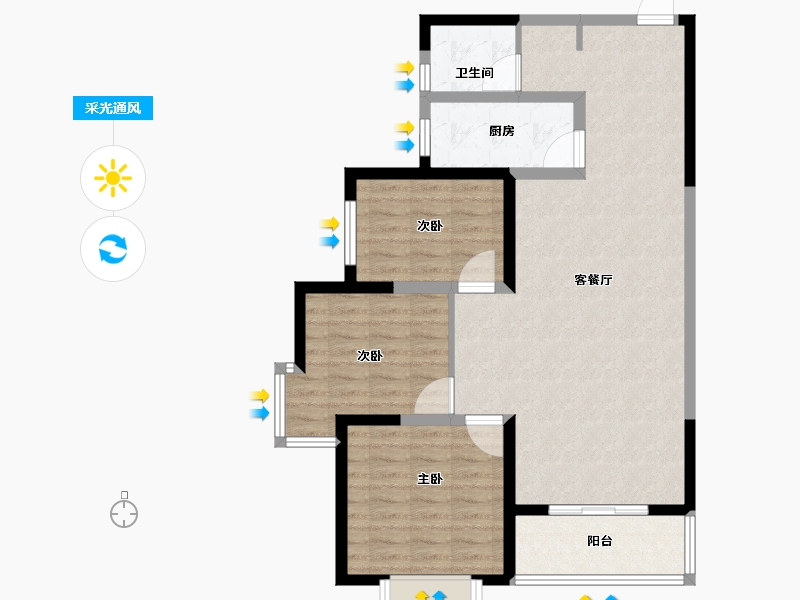 陕西省-咸阳市-中昌·如意城-91.56-户型库-采光通风