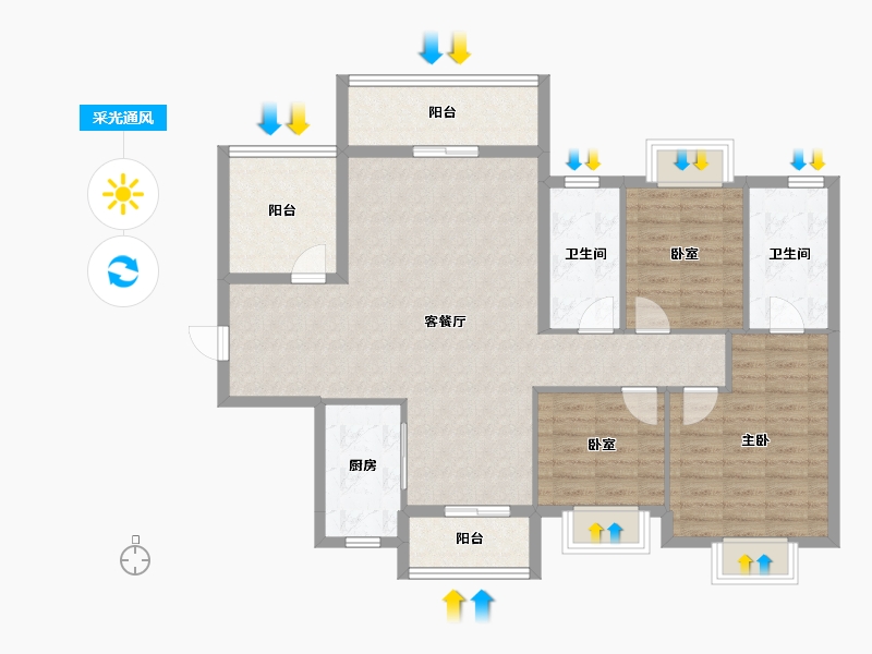 广东省-揭阳市-玺悦华府-107.75-户型库-采光通风