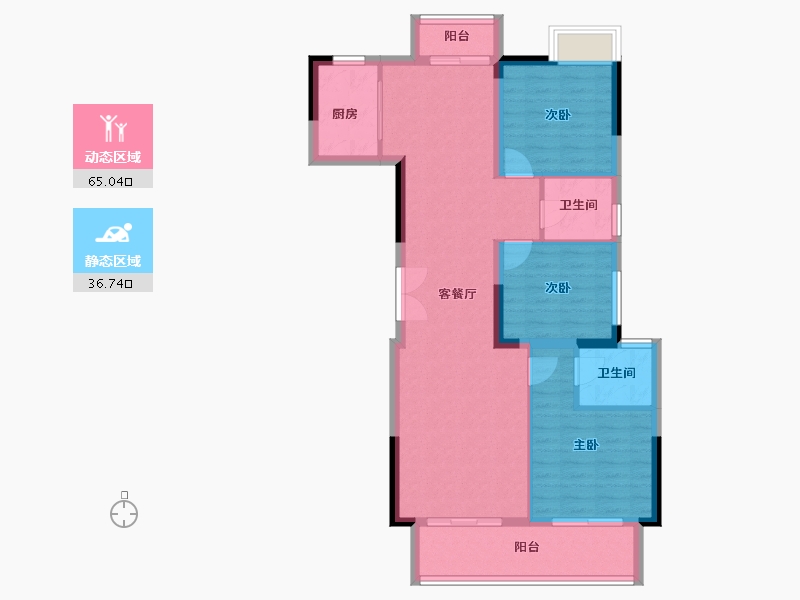 江西省-赣州市-金鹏小留园-91.84-户型库-动静分区