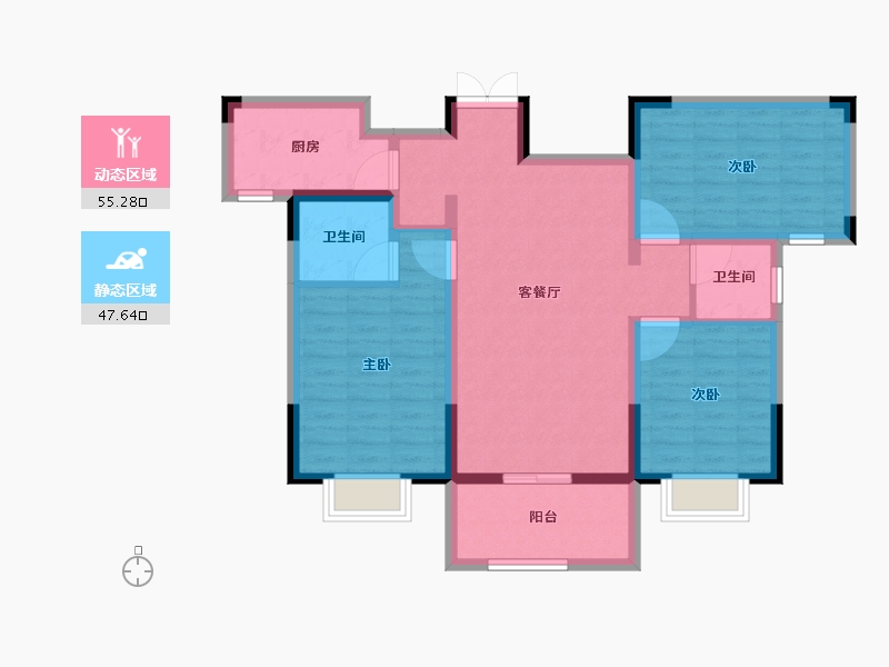 湖北省-十堰市-芳林雅苑•翡翠郡-91.70-户型库-动静分区