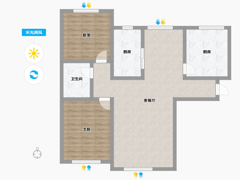 河北省-保定市-城建·紫煜臻城臻园-91.88-户型库-采光通风