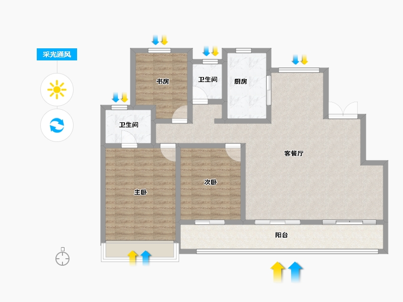 青海省-海东市-中天璟园-111.29-户型库-采光通风