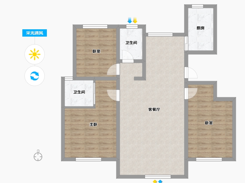 河北省-保定市-城建·紫煜臻城臻园-90.92-户型库-采光通风